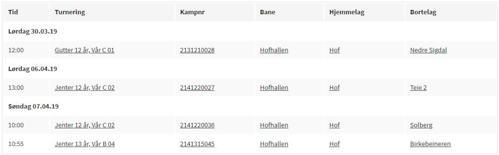 Sesongens siste kamper i Hof hallen.